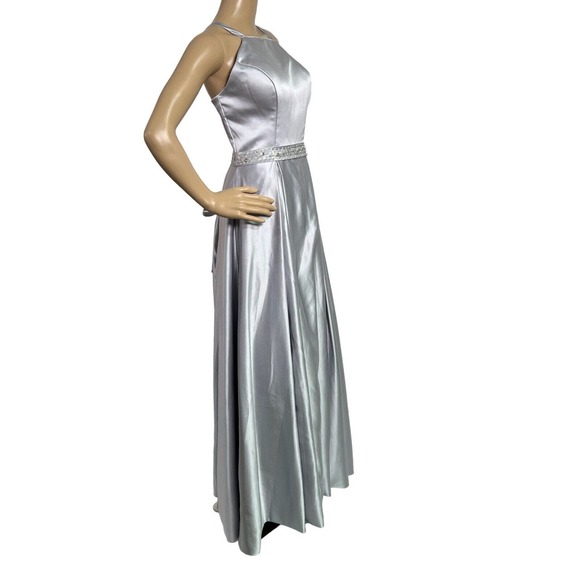 Vnaix Bridals Womens Wedding Dress Long Satin Halter Pockets Grey, Sz 8 - Picture 6 of 16